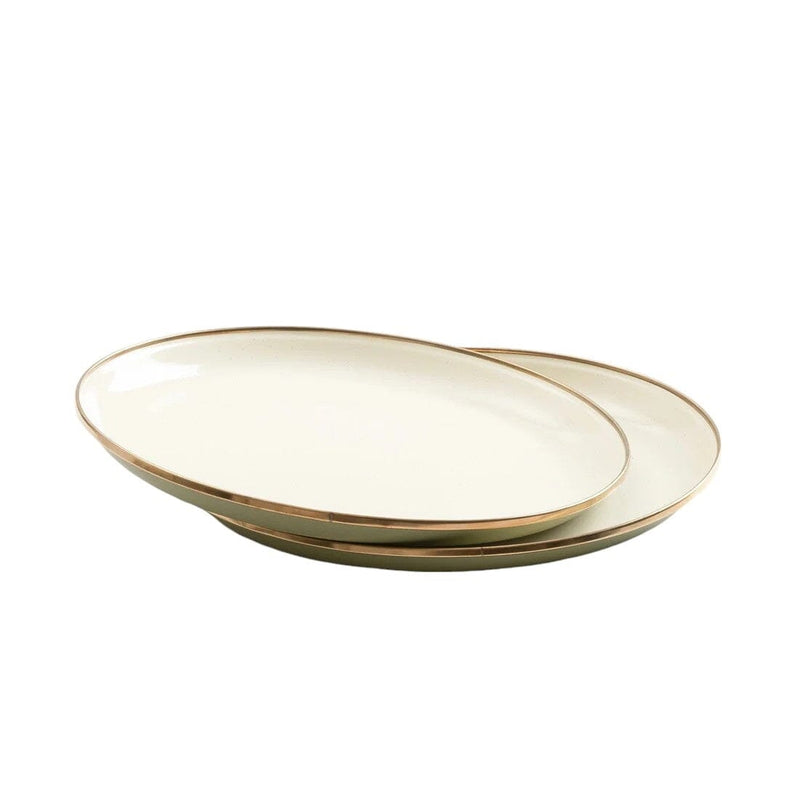 Barebones Enamel Deep Plate Set Ensemble de 2 assiettes Ø27.9cm Olive drab 