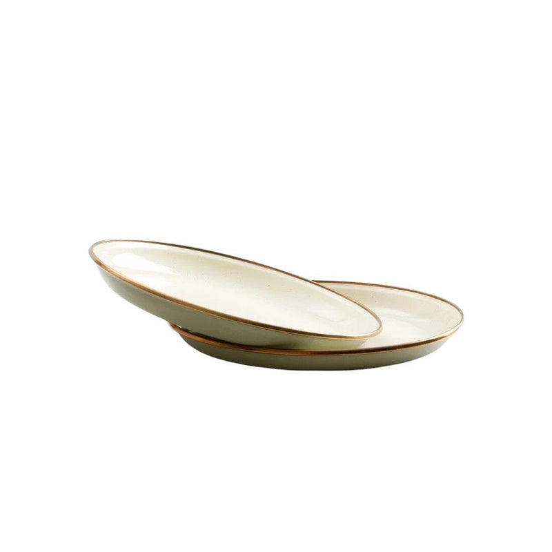 Barebones Enamel Salad Plate Set de 2 assiettes Ø20.3cm Olive drab 