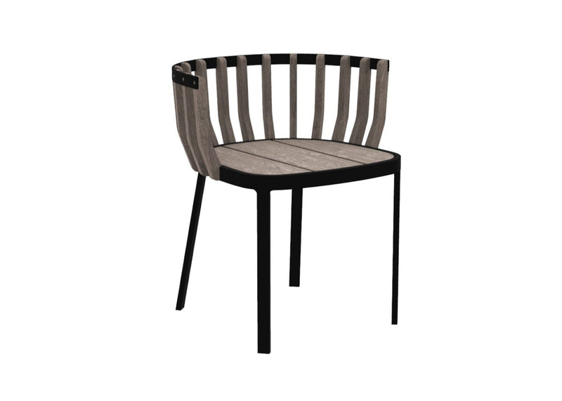 Ethimo Swing Fauteuil repas, coussins en sus Pickled Teak Sepia Black 