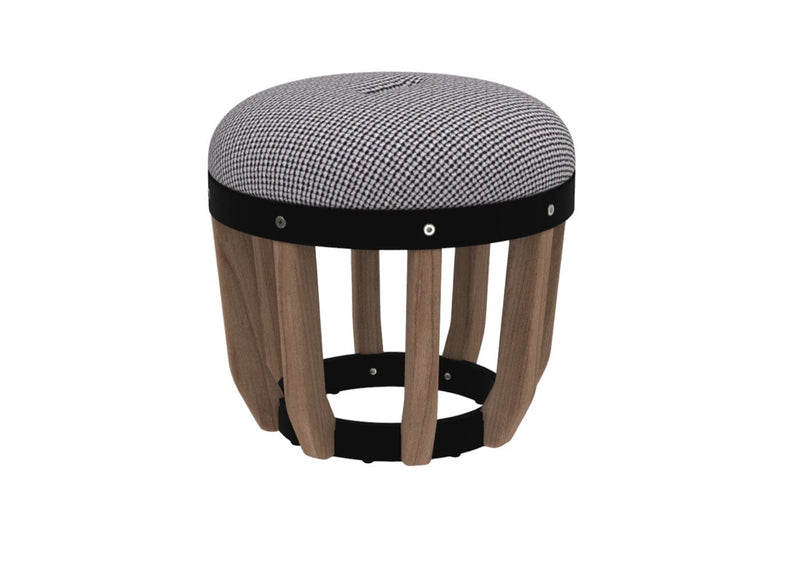 Ethimo Swing Pouf Ø40cm H:38cm Natural Teak Sepia Black Chess