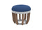 Ethimo Swing Pouf Ø40cm H:38cm Natural Teak Warmwhite Blue Ink