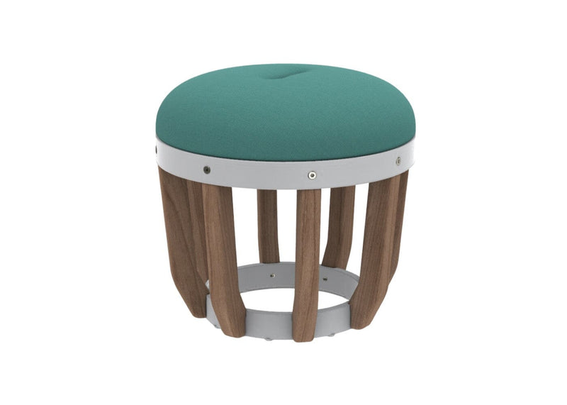 Ethimo Swing Pouf Ø40cm H:38cm Natural Teak Warmwhite Green Sardinia