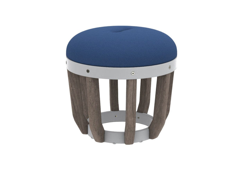 Ethimo Swing Pouf Ø40cm H:38cm Pickled Teak Warmwhite Blue Ink