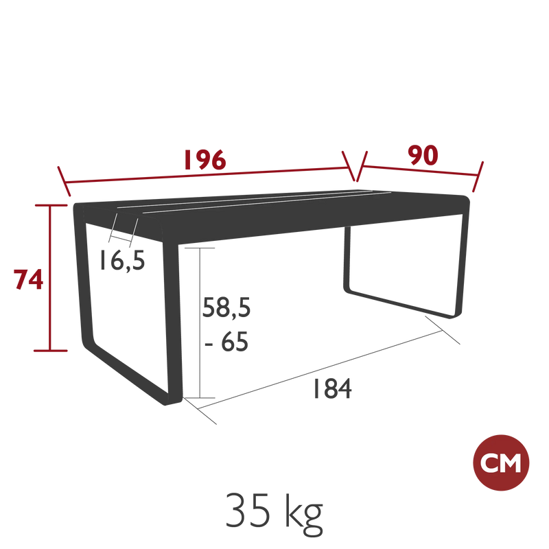 Fermob Bellevie Table 196 x 90cm - Avec Rangement 