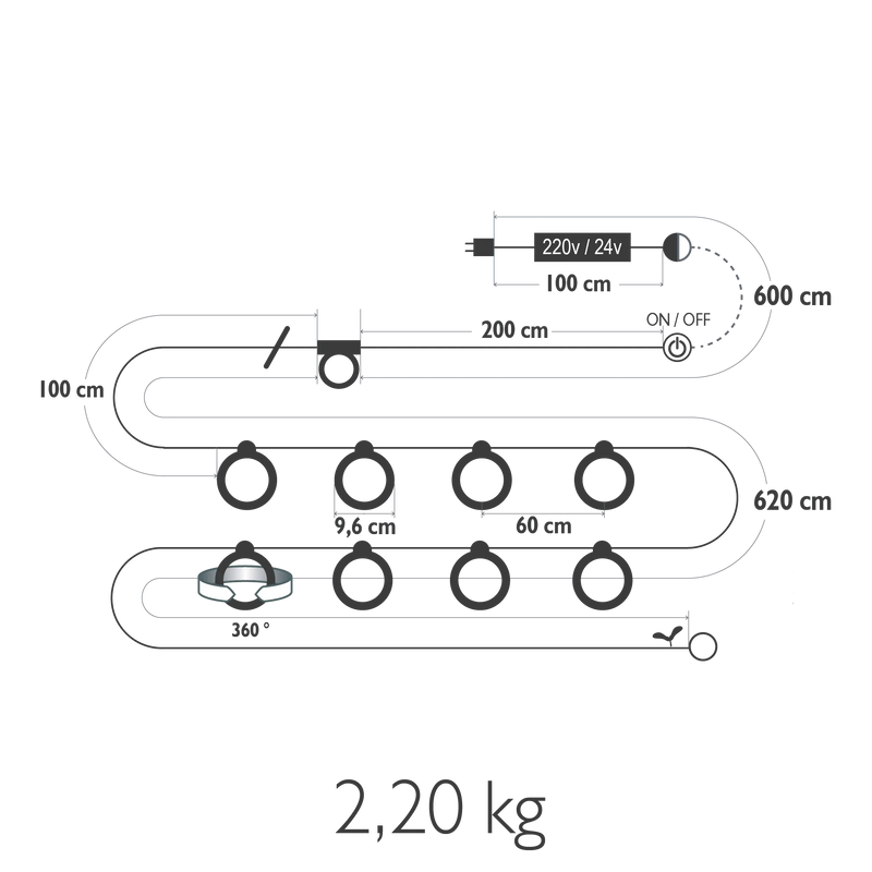 Fermob Hoopik Guirlande L.1200cm – Type J Version Suisse 