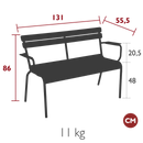 Fermob Luxembourg Banc de Jardin 2 places avec accoudoirs 