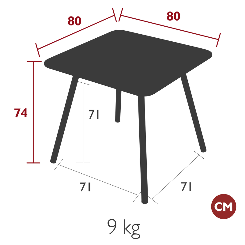 Fermob Luxembourg Table 4 Pieds 80 x 80cm 