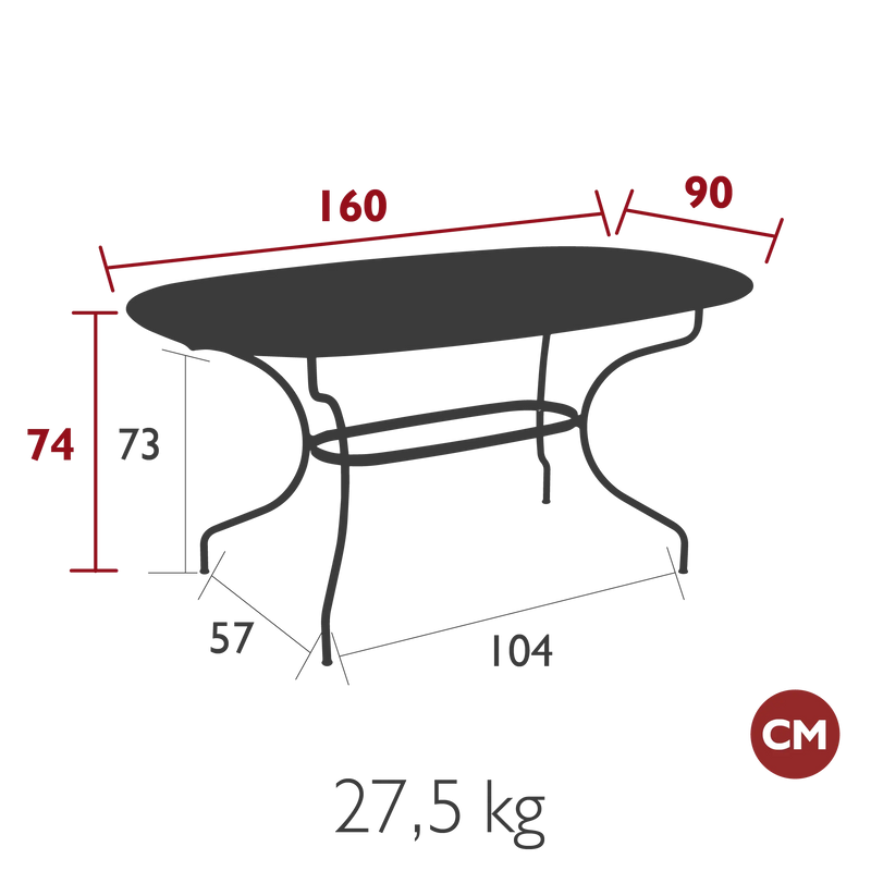 Fermob Opéra+ Table ovale 160 x 90cm 