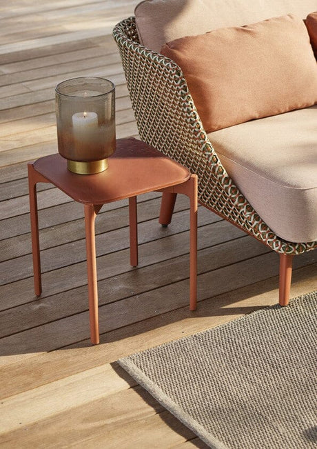 Dedon Izon Set Side Table / Table d'appoint 39x39cm, avec glass plateau en Terracotta 