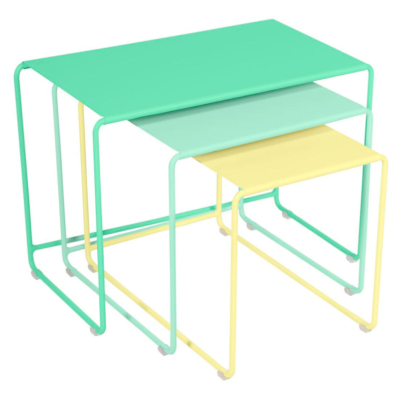 Fermob Oulala Trilogie de Tables basses Gigognes Vert opaline / Menthe glaciale / Citron givré 