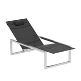 Royal Botania Ninix NNX195T Chaise longue Lounger Inox Brossé SS - Toile Black ZU 