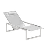 Royal Botania Ninix NNX195T Chaise longue Lounger Inox Brossé SS - Toile White WU 