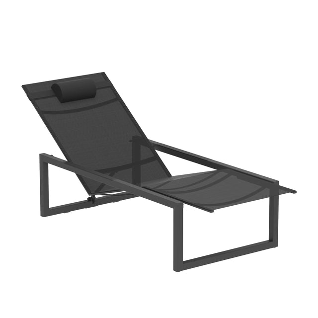 Royal Botania Ninix NNX195T Chaise longue Lounger Laqué Black A - Toile Black ZU 