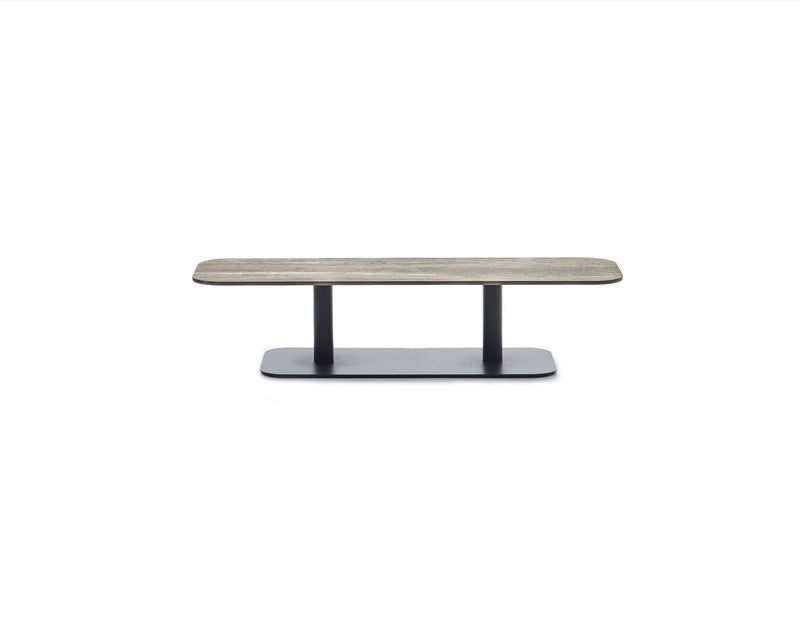 Vincent Sheppard Kodo Table basse 129x45cm Structure Fossil Grey + Plateau Flint 