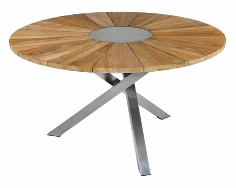 Zebra Oryx Table repas Ø135cm Inox / Teck 